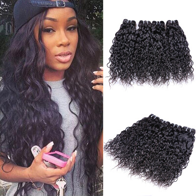 

Malaysian Natural Wave human Hair 4 Bundles hair extensions Natural color 1b Non remy hair weave bundles