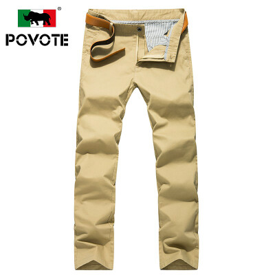 

Paulo rhino (POVOTE) casual pants men's business casual straight Slim casual trousers young solid cotton trousers PVHN1609 khaki 29