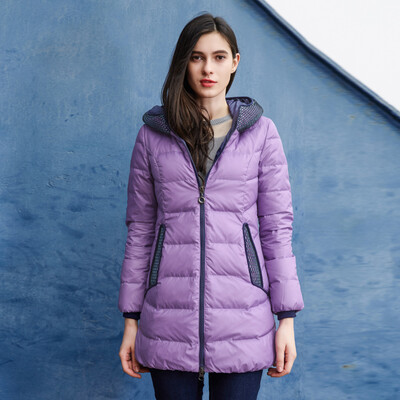 

Snow in the autumn and winter women's self-cultivation leisure in the long section of thick hooded down jacket X1401032 watermelon red | 126A 170
