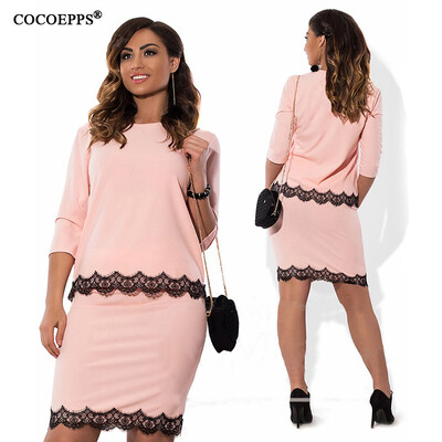

COCOEPPS Elegant Sexy lace 2 piece set women dresses big size 2017 plus size women clothing 6xl dress Wear to Work Office dress