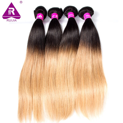 

Ombre Color Straight Hair 4 Bundles Virgin Brazilian Straight Hair 2 Tone 1b 27 Blonde Human Hair Weaves Remy Hair Extensions 400g