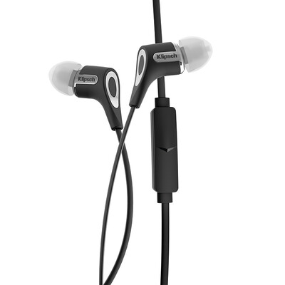 

Jesse Klipsch R6M ear-shaped mobile music headphones Apple Andrews line control headphones aluminum cavity lightweight&durable oval earbuds fit sound black
