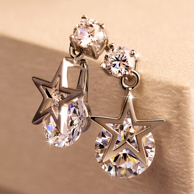 

Quiet style stars imitation zircon earrings female stars star earrings birthday gift girlfriend white