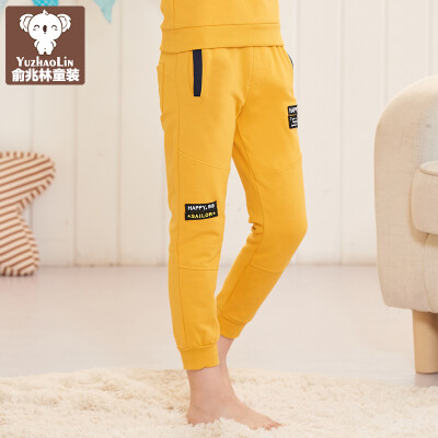 

Yu Zhaolin children's sweater pants boy pants wild sweater sanding single pants YH56T0770 letters anchor turmeric 140