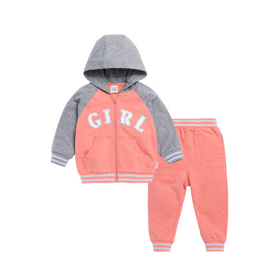 

Beibei Yi Bornbay suit girl sweater suit spring and autumn new baby clothes casual children out service 171T035 pink 90