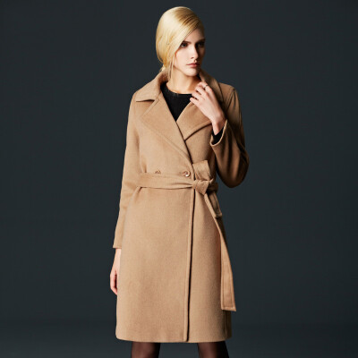 

Marc Rebecca pure colour double-breasted woolen jacket long coat, overcoat for women