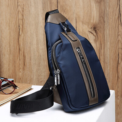 

Haotton HAUTTON male chest bag canvas Messenger bag Korean casual men&39s bag hit color shoulder bag multi-functional men&39s breasts DB328 black