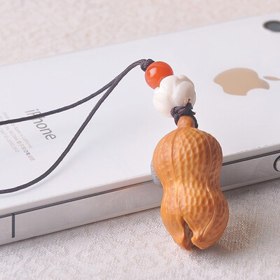 

Chinese Traditional olive nut Carved peanut worry beads charm bracelet Beaded Keychain a unique gift