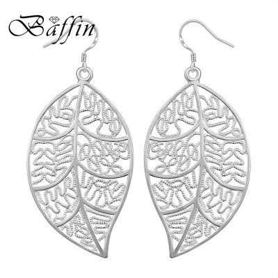 

BAFFIN Fashion Maxi Leaf Dangle Earrings Statement Jewelry Silver Plated Drop Earrings For Women Party