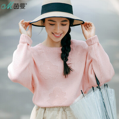 

Yan Man INMAN 2017 Autumn new art wild thread round neck long sleeve loose jacket sweater female 1873132406 pearl white
