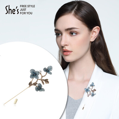 

Shes Qian Zi Tanabata gift to his girlfriend brooch corsage retro lilac flowers female accessories pin cardigan pin C0 blue one size