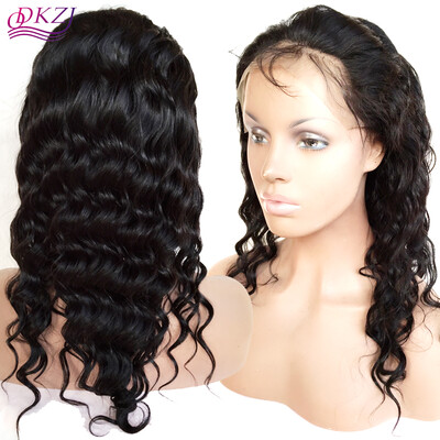 

QDKZJ Loose Wave Lace Wig Virgin Brazilian Human Hair Loose Wave Glueless Lace Frontal Wigs For Black Women With Shipping Free