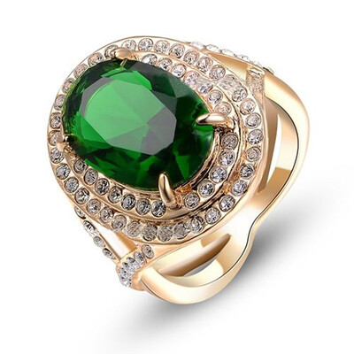 

Yoursfs Wholesale Imitation Emerald Promise Rings for Women Rose Gold Plated Vintage Semi-precious Green Stone Ring Anel
