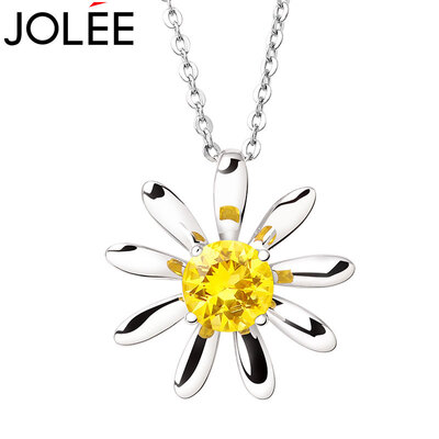 

Ю. Lan JOLEE18K натуральный золотой цитрин цветок кулон Корейский моды ювелирных изделий из серебра с ожерелье ключицы, чтобы отправить его подруга подругам праздник подарок желтый Размер