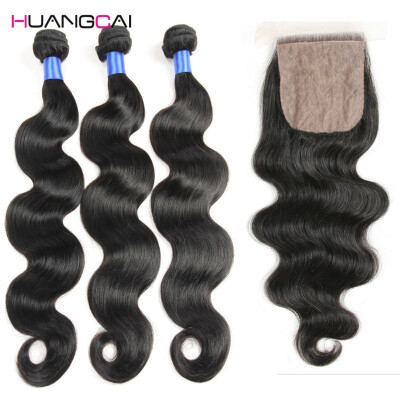 

Peruvian virgin hair Body Wave 4pcs With Closure silk base closure with bundles body wave virgin human hair weaves