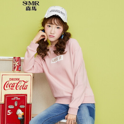 

Semir sweater ladies round neck collar letters flocking loose long sleeves T-shirt 12316160061 dark gray S