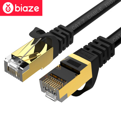 

BIAZE ultra-high speed seven cable 10 meters engineering CAT7 class copper-plated double shielded 10 Gigabit network jumper computer broadband cable WX5-black