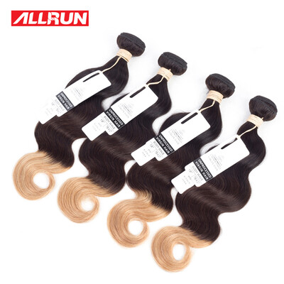 

Allrun Ombre Brazilian Hair 4 Bundles t1b427 Three Tone Color Brazilian Hair Weaving 100 Human Hair Weave 100gPc