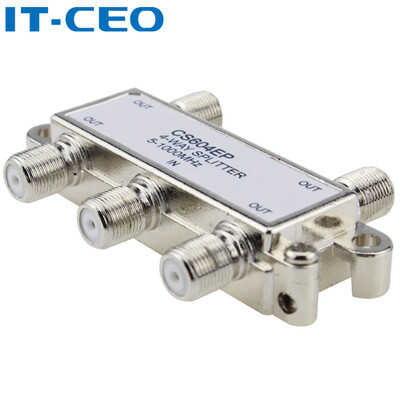 

IT-CEO cable TV one minute four splitter CCTV splitter TV signal splitter set-top box connected TV monitor line metal shell silver J00609