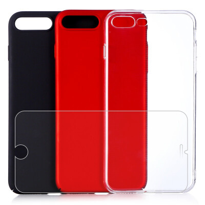 

IPhone shell 4 sets dostyle Apple 7 Plus mobile phone case protective cover iPhone7 Plus phone shell hard shell red black TPU silicone sleeve transparent shell iPhone7 Plus tempered film