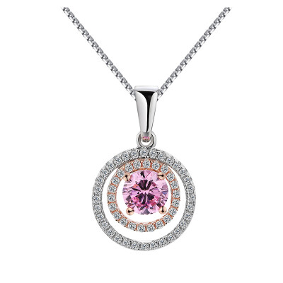 

AFFINER 925 silver flawless series Pink Lady necklace female models clavicle chain fashion jewelry female AFP2054