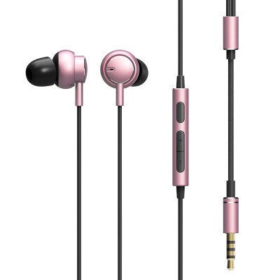 

Rock (ROCK) Le platinum music sports in the ear-type mobile phone headset three key wire anti-winding metal music headset computer phone GM rose gold