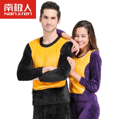 

Antarctic thermal underwear men and women knee-lift double-layer thicker plus cashmere gold cashmere warm young youth in autumn clothes Qiu suit new NXYY6812 male blue