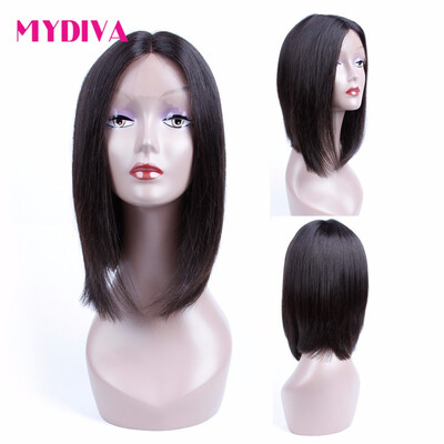 

Mydiva Brazilian Non-Remy Pre Plucked 360 lace Frontal Wigs Silky Straight Hair 130 Density Natural Color Free Shipping