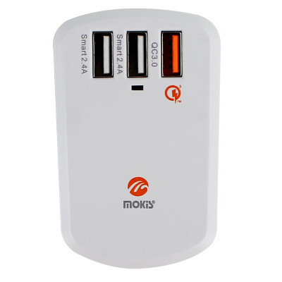 

Mocos (mokis) Qualcomm QC3.0 fast charger charger flash charging head / 3 USB charger / power adapter for Apple Andrews mobile phone flat white