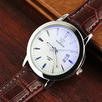 

YAZOLE High Quality Luxury Brand Watch Men Watches Male Clock Leather Strap Quartz Watch Wrist Calendar Date Quartz-watch