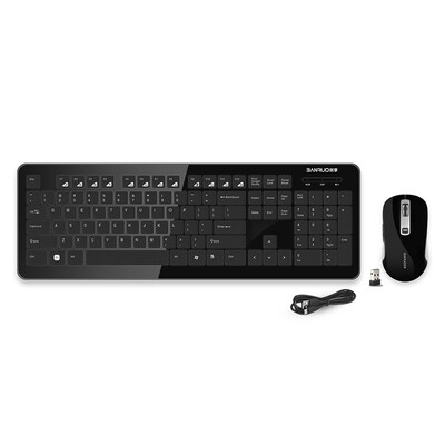 

Creative Commons Banruo CS6800 Black Lithium Edition Wireless Rechargeable Keyboard Set 24G Wireless Optical Notebook Office Computer Keyboard Mouse Set