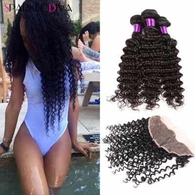 

Vip Beauty Hair Peruvian Kinky Curly Hair With Closure 13x4 Lace Frontal With Bundles 8A Peruvian Curly Virgin Hair With Closure