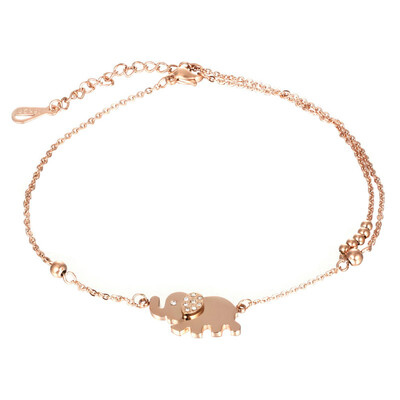 

Yoursfs Elephant Anklets Pendant for Mothers Day with Charm Beads 18k Rose Gold Plated