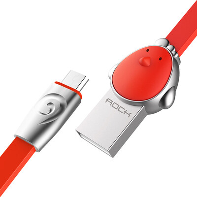 

Locke ROCK Andrews data cable zinc alloy cute cartoon chicken micro charging line for Samsung Huawei millet Meizu phone 1 m red