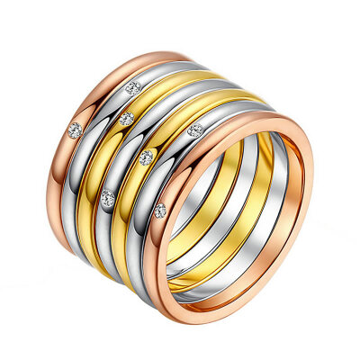 

Yoursfs@ Fashion AAA Elegant Multiple Layers Ring for Girl titanium steel Personality Jewelry Party gift