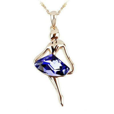 

Yoursfs® 18K Rose Gold Plated Dancer Necklace Use Blue Austrian Crystal Fashion Gemstone Necklace