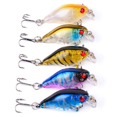 

1pc Приманка для рыбной ловли 1.77 "-4.5cm Fishing Lure 4.3g Crankbait 5 цветов для рыболовных снастей 8 # Hook