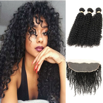 

Mongolian Kinky Curly Hair With Closure Human Hair Extension 3pcs Bundles Deals Mongolian Human Hair Bundles With Closure