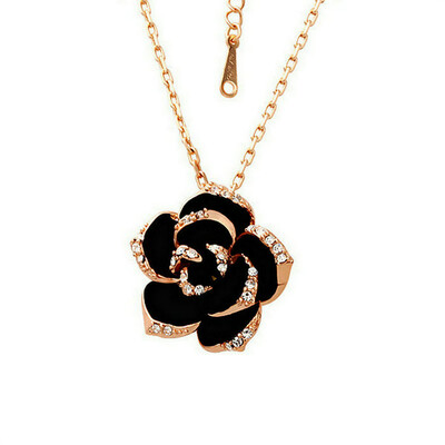 

Yoursfs® 18K Rose Gold Plated Crystal Edge Rose Ожерелье с бриллиантами Использование австрийского хрустального модного ожерелья