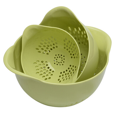

Kitchen maxcook drain basket washbasin fruit basket wash basket three loaded green MCPJ505