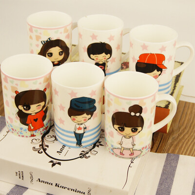 

[Jingdong supermarket] Feng bamboo bamboo bone porcelain simple creative couple cartoon coffee cup mug cup ceramic cup milk cup office cup 330ml (pattern randomly sent)