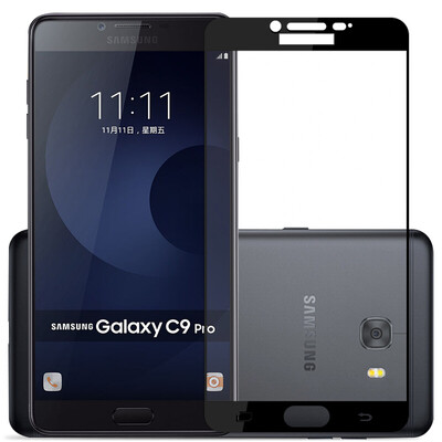 

ESCASE Samsung Galaxy Pro C9 полноэкранного фильм Samsung C9 Pro закаленного стекла мембраны покрывая полный HD мобильного телефона фильм полноэкранного анти-отпечатки пальцев доказательства черных линий