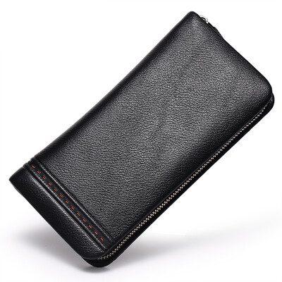 

Caroris New men's wallet long Genuine Leather Hand bag Business