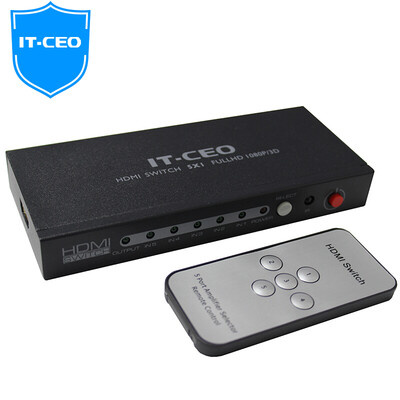

IT-директор HDMI переключатель 5 в пять в видео распределительной коробке 3D 1080P HD, подключенный к компьютеру с помощью удаленного дисплея телевизора общий черный Y3QF-5