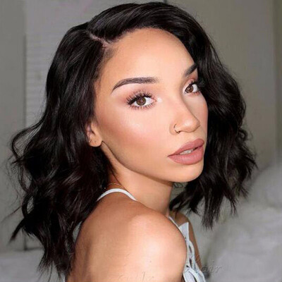 

Wholesale Virgin Peruvian Body Wave Lace Front Wigs Unprocessed Natural Black Bob Human Hair Wigs With Baby Hair For Black Women