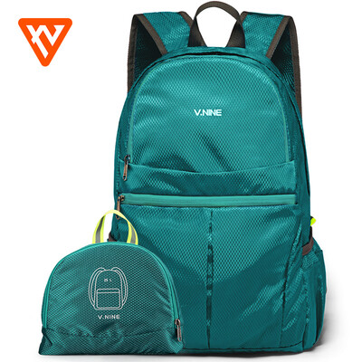 

VNINE ninth city shoulder bag male waterproof folding bag portable computer bag multi-function trend backpack bag Korean version of the lake blue
