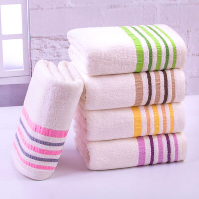 

Xin brand towel home textiles cotton crepe striped satin file Suya soft absorbent towel 5 powder green yellow coffee purple 100g Article 34 76cm