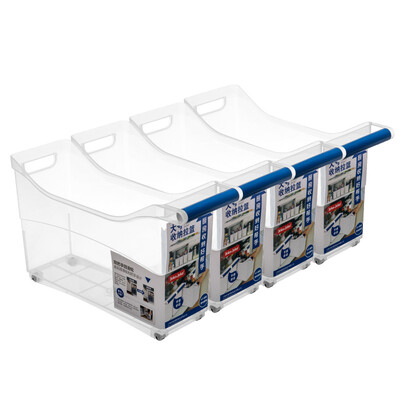 

JEKO&JEKO Plastic Storage Basket Storage Basket 4 Pack Basket Kitchen Shelf Cooker Pulley Large Storage Basket Transparent SWB-6102