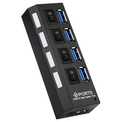 

4 порта индивидуальных переключателя питания USB 3.0 концентратор со светодиодной подсветкой