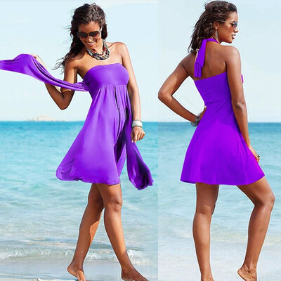 

Hot Multy way Feminine Cover Removable Padding Convertible Plus size Women Beach Dress .M.L.XL
